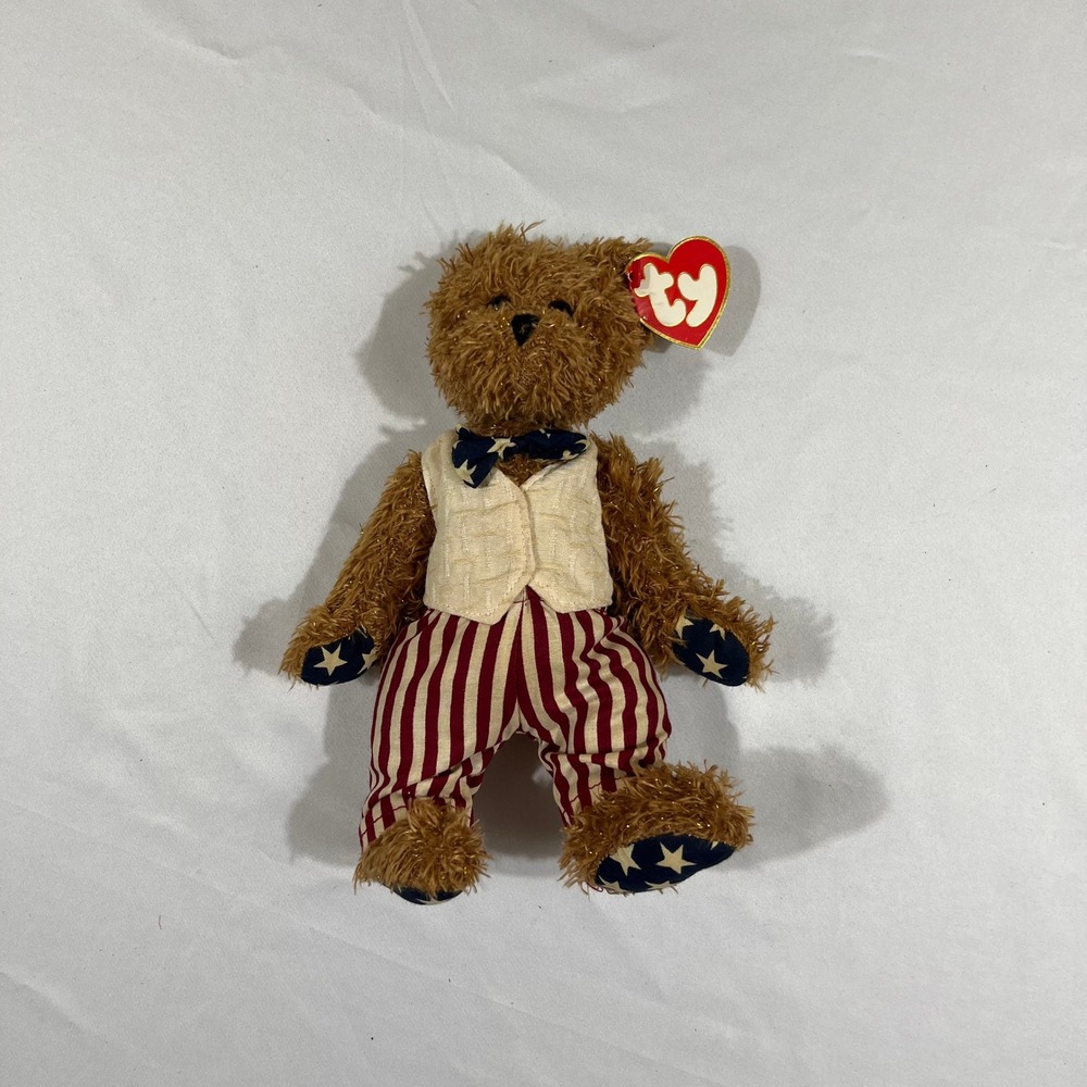 Ty Attic Treasures Revere Bear Plush 8.5" Patriotic Stars Stripes 4th of July